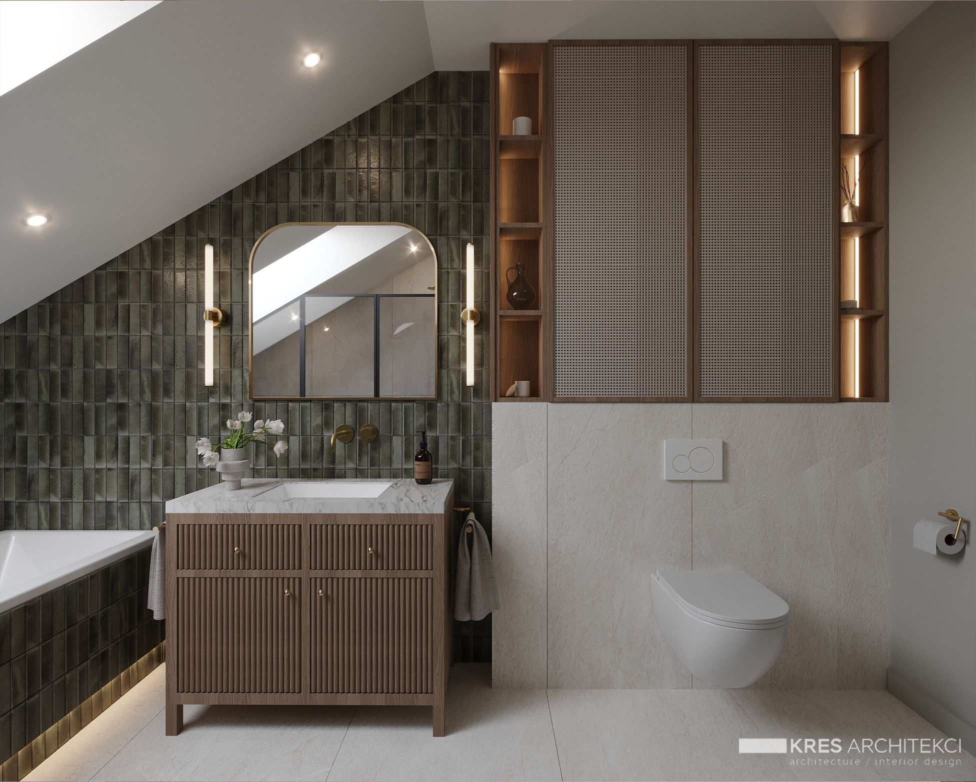 Wizualizacja łazienki w stylu farmhouse